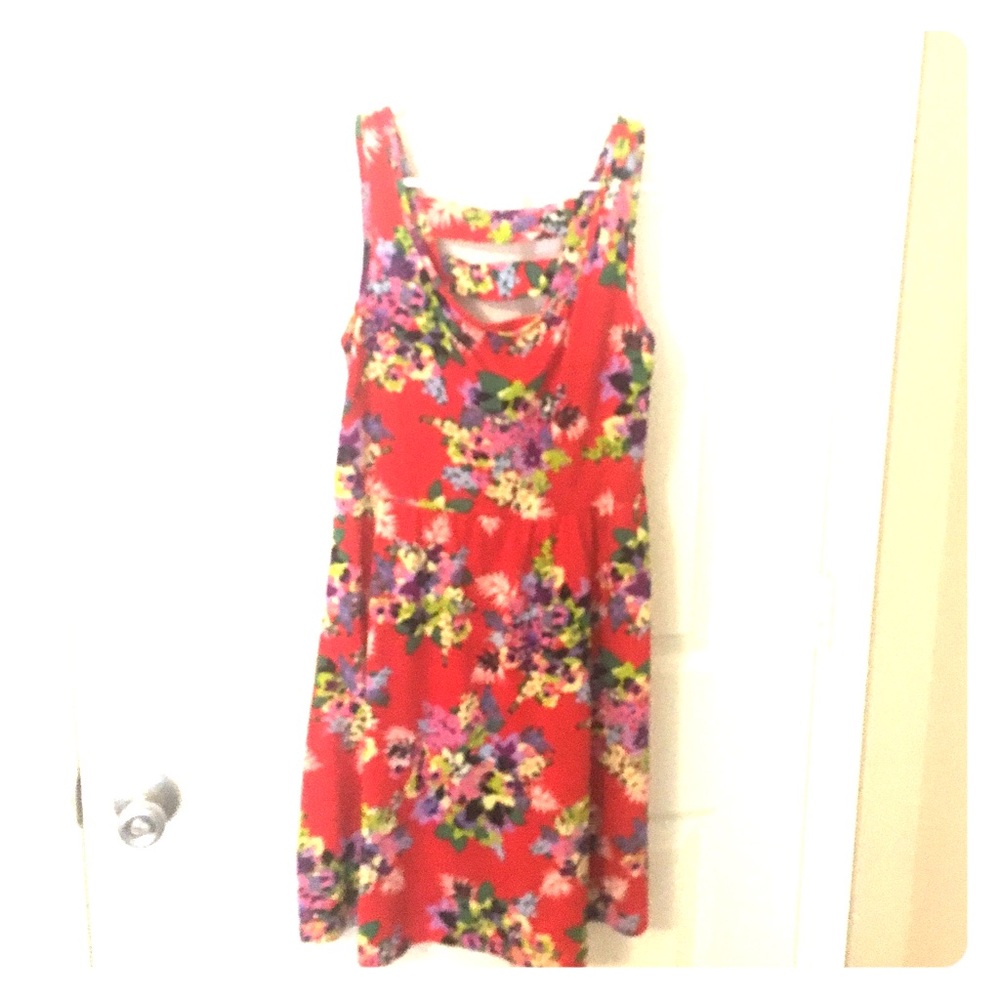 Flower Print Orange/Red Summer Dress